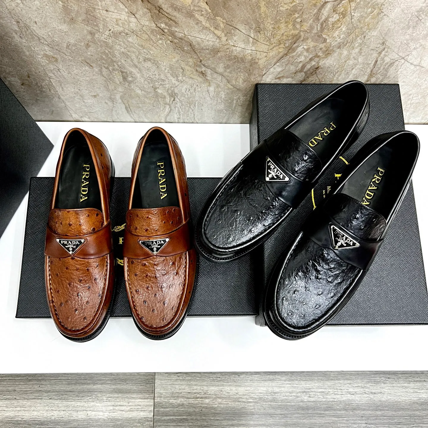 PRADA~ Size: 38-44 (customized 45/46 P: 💰880 P's original official website new high-end men's leather shoes, top-quality original replicas, made of imported open edge beads/calf leather, calf leather breathable lining, original leather outsole!